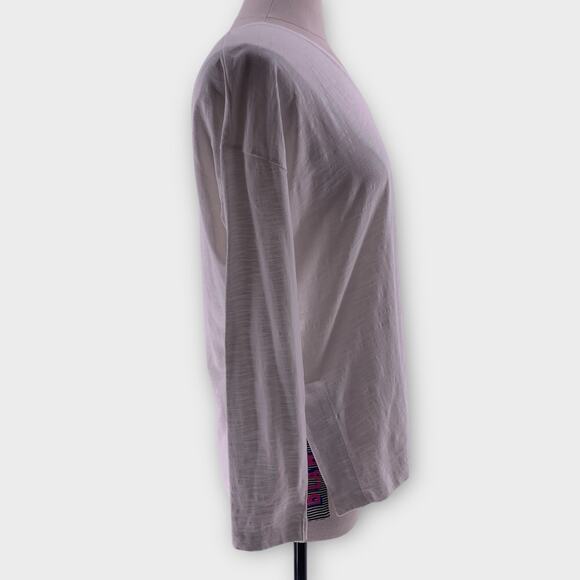 Lisa Todd White Embroidered "Blah Blah" Long Sleeve V-Neck Top Women's Small - Picture 4 of 12